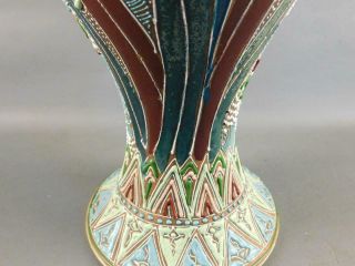 Antique Art Nouveau Large Japanese Moriage Vase With Iris Flowers 3