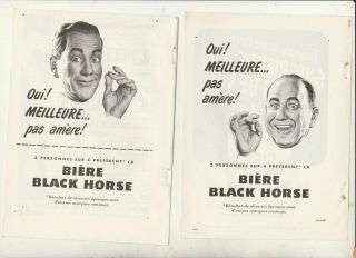 1940 - 50 18 Black Horse Beer Ad In French
