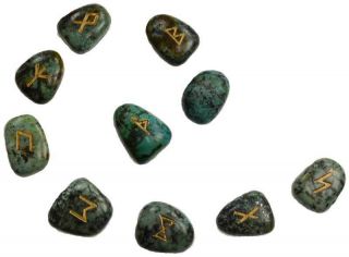 African Turquoise Rune Set 25 Stones - Wiccan & Witchcraft Supplies