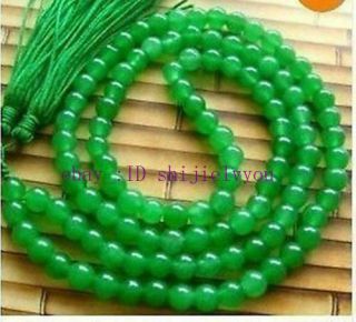 Tibet Buddhist 108 Green Jade Beads Prayer Mala Necklace 12mm