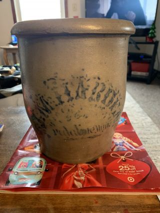 Palatine West Virginia Stoneware 1 Gallon Crock J.  M.  Harden
