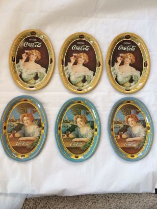2,  4 Or 6 6 " X 4 " Oval Coca Cola Collectible Tin Trays 1973