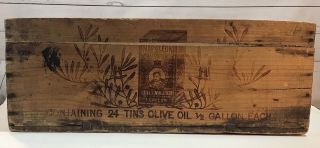 Antique Napoleon Brand Olive Oil Wood Crate Box Amco Seattle Washington 28 " Long