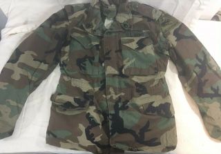 Usgi M - 65 Field Jacket Small - Reg Woodland Camo Bdu Cold Weather Army Coat