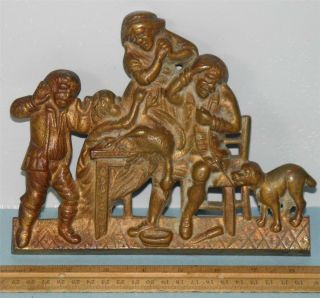Antique Bronze Figural Plaque Hunt Scene English