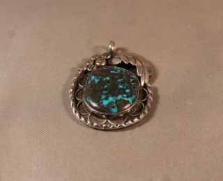 Old Pawn Vintage Native Navajo Sterling Silver Turquoise Pendant