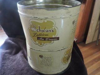 Vintage 2 1/2 Gallon Ice Cream Tin Container " Schwan 