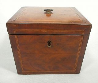 Antique 18th Century Wood Mahogany Tea Caddy George Iii Box