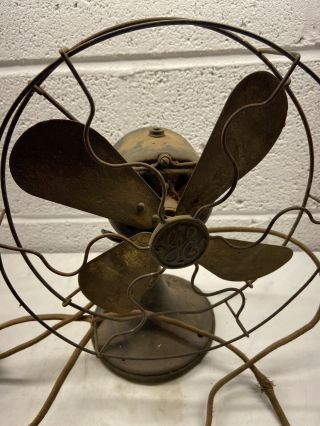 Vintage Ge General Electric Whiz Oscillating Fan 9 " Brass Blades Antique