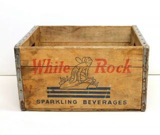 Vintage Wooden Crate.  White Rock.  Advertising.  Rare