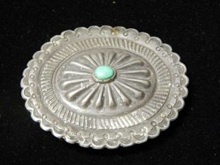 Antique / Vintage Navajo Indian Sterling Silver Turquoise Rodeo Buckl