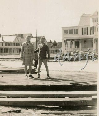 Kids On Boardwalk By Hurricane Damage - Up In Ocean Grove Nj 1944 Photo