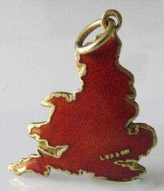 Vintage 9ct Yellow Gold Tlm Enamelled Map Of England & Wales Charm/pendant