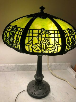 Antique Art Nouveau Miller Slag Glass Table Lamp