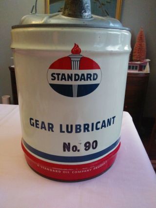 Vintage Standard Motor Oil Gear Lubricant Number 90 Oil Can 5 Gallon