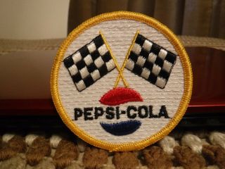 3 Inch Across Round Pepsi Cola Checked Flag Racing Sew On Patch Nos Soda