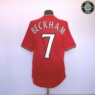 Beckham 7 Manchester United Vintage Umbro Cl Home Football Shirt 2000/02 (m)