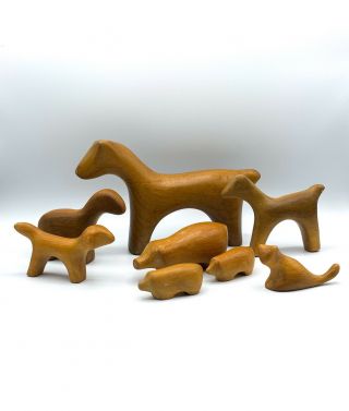 Mid Century Antonio Vitali Creative Playthings Wooden Animal Figures Vintage
