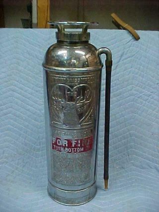 Vintage Elkhart Large Head Copper Fire Extinguisher Nickel/chrome