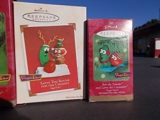 HALLMARK Christmas Ornaments Veggie Tales Bob Tomato Larry Cucumber Santa Tree 3