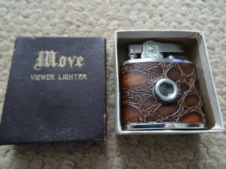Vintage Move Viewer Cigarette Lighter,  Near,  Boxed,  Swiss Views.