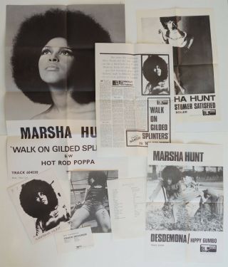 Marsha Hunt 1970 Publicity Kit - 4 Posters 2 Photos Info Marc Bolan T Rex Track