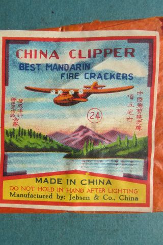 Vintage China Clipper Firecracker Label