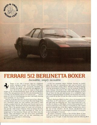 1978 Ferrari 512 Berlinetta Boxer 5 - Page Road Test / Article / Ad
