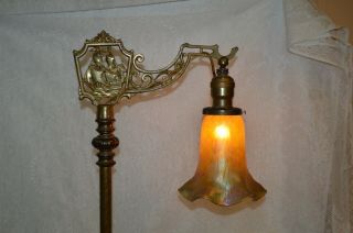Rare Vintage Miller Brass Lamp with a Carnival Glass Shade G1 UDE - Zine 3