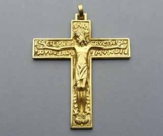 French,  Antique Religious Large Pectoral Cross.  Crucifix.  Inri.  Pendant By Py.