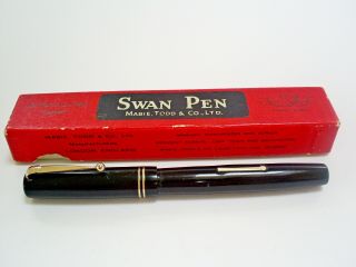 Vintage Boxed Mabie Todd Swan No 2 Self - Filler Fountain Pen/14ct Gold 2 Nib