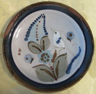 Ken Edwards Mexican Pottery Tonala 10 " Plate White Bird,  Butterfly Signed Mexico
