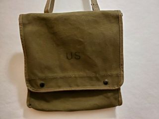 Vintage Us Army Shoulder Sling Bag - Map & Photograph - Gi - Bullet Slots - Green - Purse