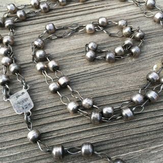 Vintage Antique Rosary Cross 925 Mexico Sterling Silver Handmade Chain 39 Grams 3
