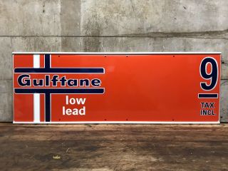 Vintage Gulf Gulftane Low Lead Price Gas Double Sided Metal Sign Oil Station