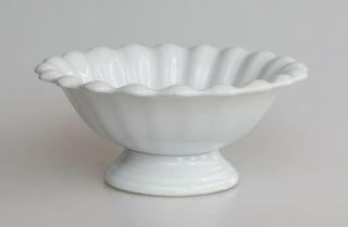Antique 19th - Century English Fluted White Ironstone Footed Bowl