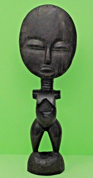 Ashanti Ghana African Fertility Goddess Sculpture Female Wooden Hand Carved 11 "