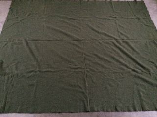 Vtg Army Military Wool Green Blanket 65x80