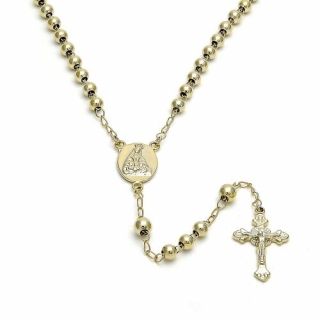 Virgin Mary Rosary Necklace 18k Gold Over Silver