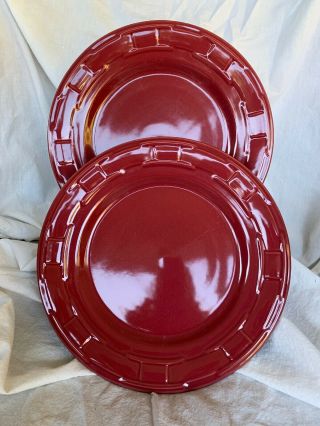 Longaberger Woven Traditions Paprika 2 Dinner Plates 10” In Diameter China