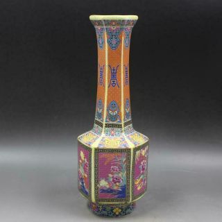 Chinese Ancient Antique Hand Make Enamel Vase Qianlong Mark 59
