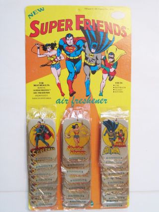 Vintage 1978 Dc Comics Superman Wonder Woman Batman Robin Air Freshener Freshner