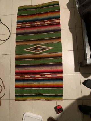 Hand Made Navajo Southwest Style Wool Rug - 53 In X 24 In. ,