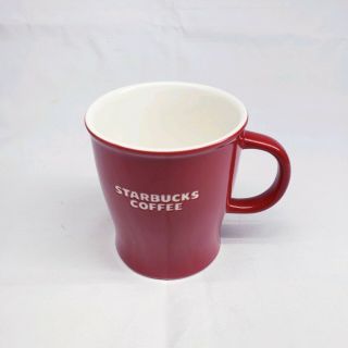 Starbucks Coffee Mug/cup 2008 Red W/ White Embossed Lettering 14oz