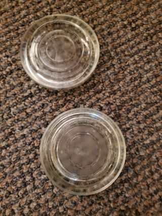 2 Vintage 3in Clear Glass Furniture Coaster Caster Cups Fits 2 " Leg