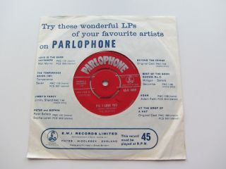 THE BEATLES 1962 LOVE ME DO RED PARLOPHONE Z T TAX CODE 1 P 1 O 2