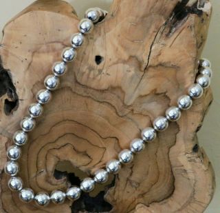 Vtg Massive Mexico 925 Sterling Silver 26 " 16 Mm Bead Necklace 131 Grams Taxco