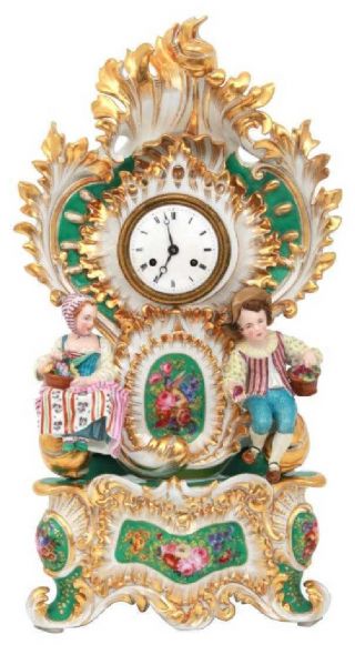 Large Early 19c French Porcelain Figural Clock Jacob Petit (1796 - 1865)