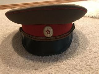 Vintage Soviet Russian Military Officer Visor Cap Hat Size 54.  Ussr