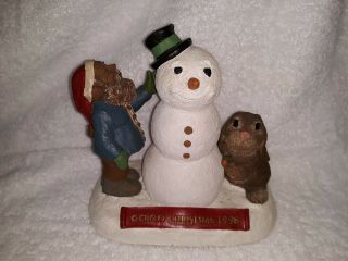 Tom Clark Gnome - Cairn Christmas 1998 24,  Santa Gnome,  Bunny & Snowman